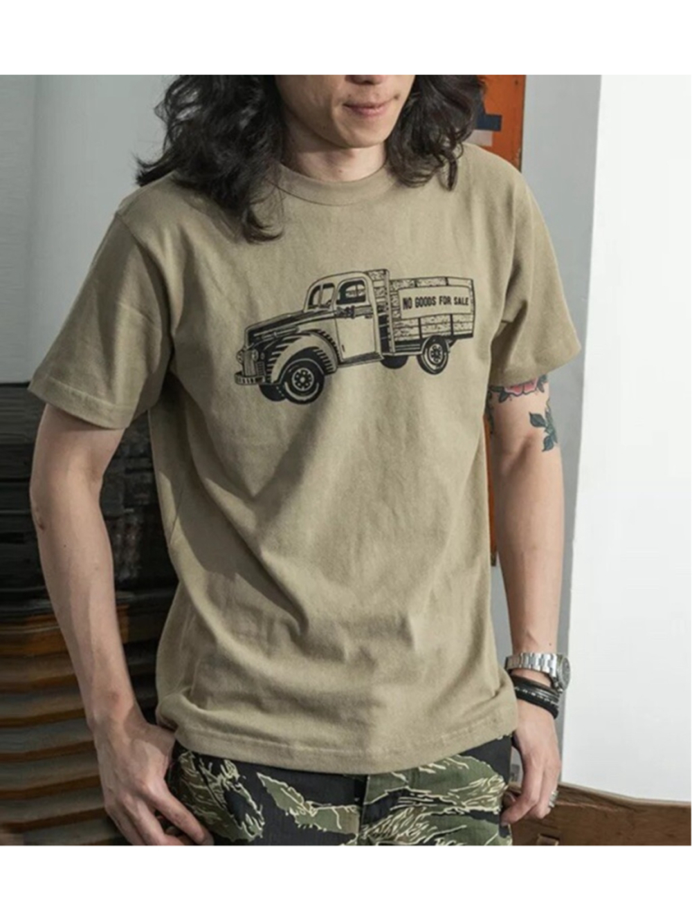 NON STOCK Pure Cotton Men's T-Shirt 70s Truck Heavyweight Basic Tee T-Shirts Top